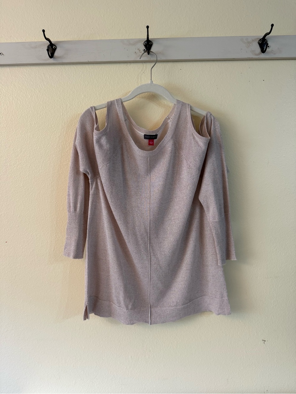 Vince Camuto Light Pink Cold-Shoulder Knit Sweater